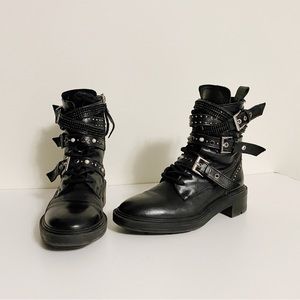 Zara leather biker boots